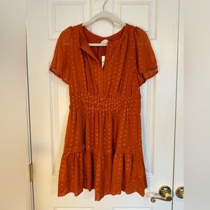 NWT Anthropologie Somerset Mini Dress in Terra Cotta, Petite M